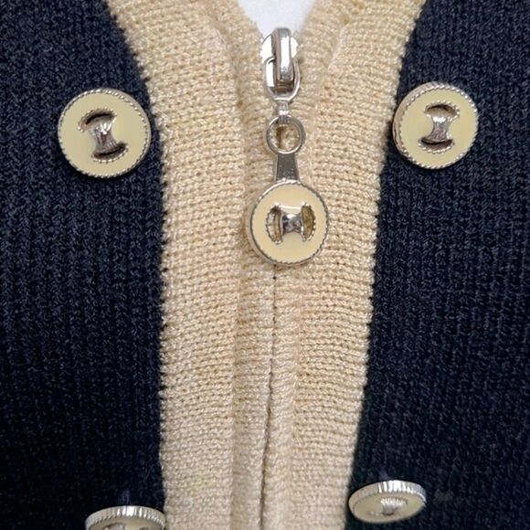 Dylani Sweater Womens Zip Up Cardigan Knit Black/Cream Sweater Size Medium - Picture 5 of 5